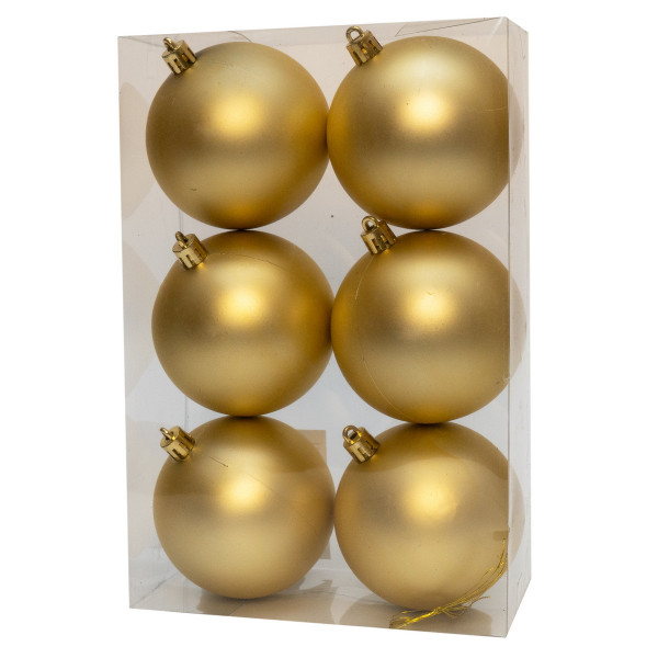 Набір ялинкових іграшок - кулі, 6 шт, D8 см, шампань, матовий, пластик (892234)