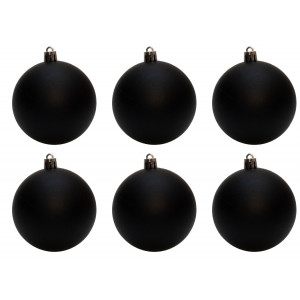 Набір ялинкових іграшок - кулі, 6 шт, D8 см, чорний, матовий, пластик (892241)