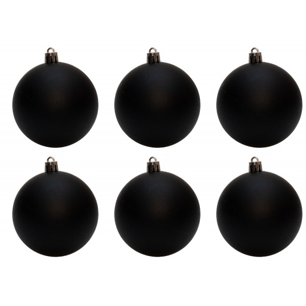 Набір ялинкових іграшок - кулі, 6 шт, D8 см, чорний, матовий, пластик (892241)