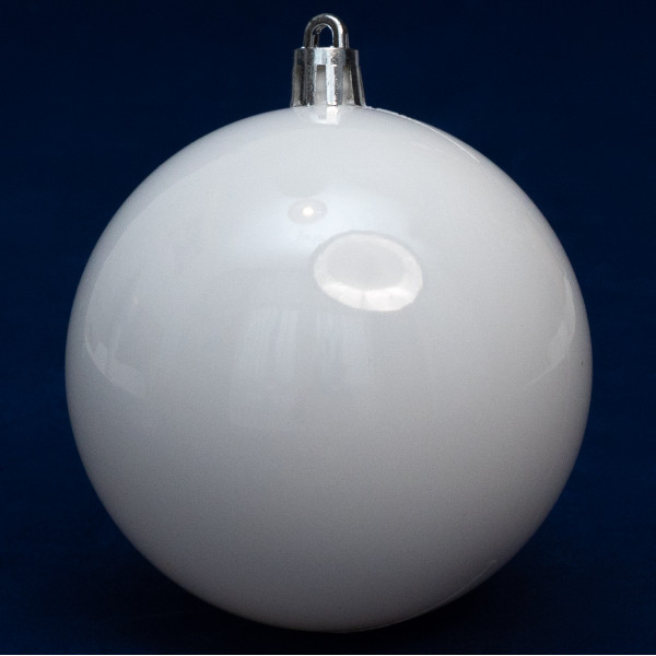 Набір ялинкових іграшок - кулі, 6 шт, D8 см, білий, глянець, пластик (892258)