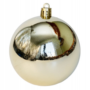 Набір ялинкових іграшок - кулі, 6 шт, D8 см, шампань, глянець, пластик (892272)