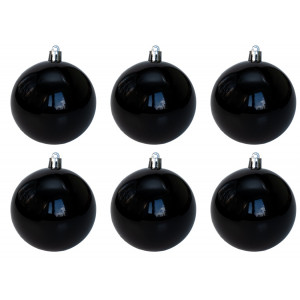 Набір ялинкових іграшок - кулі, 6 шт, D8 см, чорний, глянець, пластик (892289)