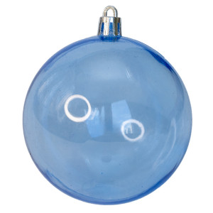 Набір ялинкових іграшок - напівпрозорі кулі, 6 шт, D8 см, синій, глянець, пластик (892296)