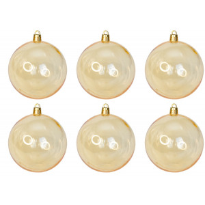 Набір ялинкових іграшок - напівпрозорі кулі, 6 шт, D8 см, золотистий, глянець, пластик (892302)