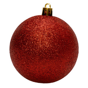 Набір ялинкових іграшок - кулі, 6 шт, D8 см, червоний, гліттер, пластик (892333)