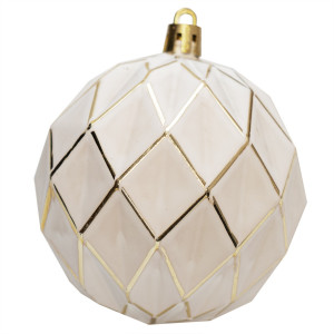 Набір ялинкових іграшок - кулі, 21 шт, D6-8 см, білий, золотистий, матовий, пластик (892609)