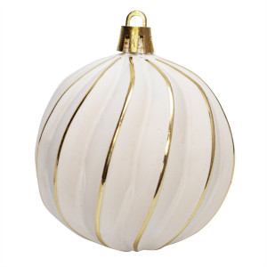 Набір ялинкових іграшок - кулі, 21 шт, D6-8 см, білий, золотистий, матовий, пластик (892609)