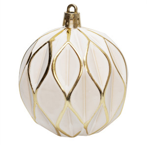 Набір ялинкових іграшок - кулі, 21 шт, D6-8 см, білий, золотистий, матовий, пластик (892609)