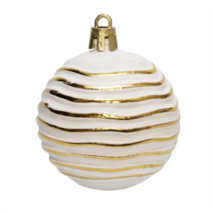 Набір ялинкових іграшок - кулі, 21 шт, D6-8 см, білий, золотистий, матовий, пластик (892609)