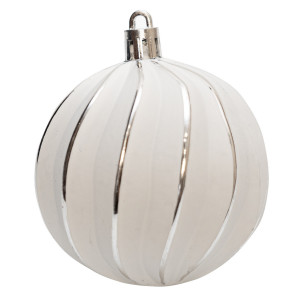 Набір ялинкових іграшок - кулі, 21 шт, D6-8 см, білий, сріблястий, матовий, пластик (892616)