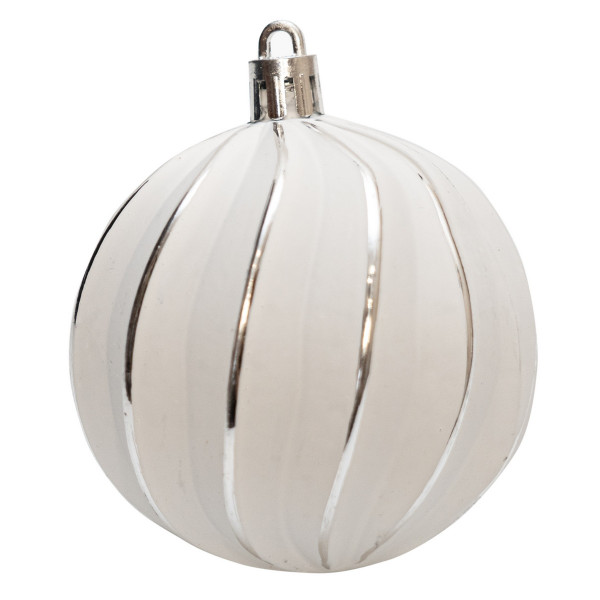 Набір ялинкових іграшок - кулі, 21 шт, D6-8 см, білий, сріблястий, матовий, пластик (892616)
