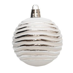 Набір ялинкових іграшок - кулі, 21 шт, D6-8 см, білий, сріблястий, матовий, пластик (892616)