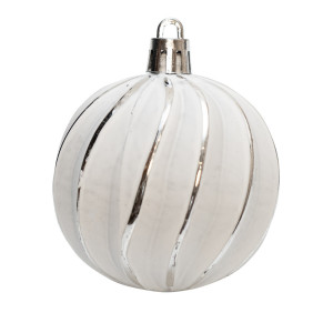 Набір ялинкових іграшок - кулі, 21 шт, D6-8 см, білий, сріблястий, матовий, пластик (892616)