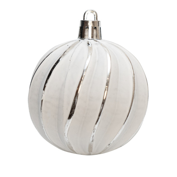 Набір ялинкових іграшок - кулі, 21 шт, D6-8 см, білий, сріблястий, матовий, пластик (892616)