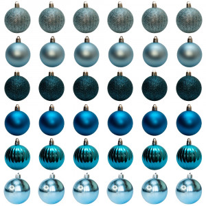 Набір ялинкових іграшок - кулі, 36 шт, D6 см, бірюзовий, мікс, пластик (892630)