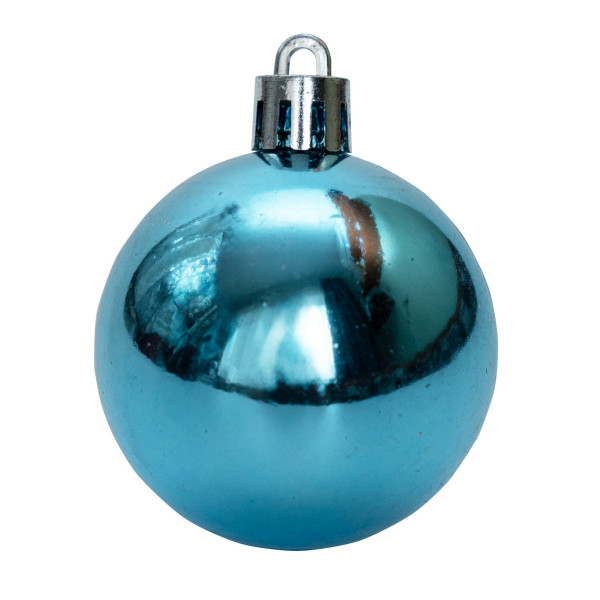 Набір ялинкових іграшок - кулі, 39 шт, D4-8 см, бірюзовий, мікс, пластик (892647)