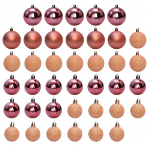Набір ялинкових іграшок - кулі, 39 шт, D4-8 см, червоно-рожевий, мікс, пластик (892654)