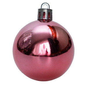 Набір ялинкових іграшок - кулі, 39 шт, D4-8 см, червоно-рожевий, мікс, пластик (892654)
