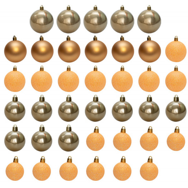 Набір ялинкових іграшок - кулі, 39 шт, D4-8 см, помаранчевий, мікс, пластик (892661)