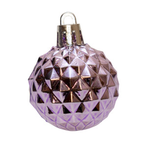 Набір ялинкових іграшок - кулі, 89 шт, D4 см, D6 см, бузковий, мікс, пластик (892678)