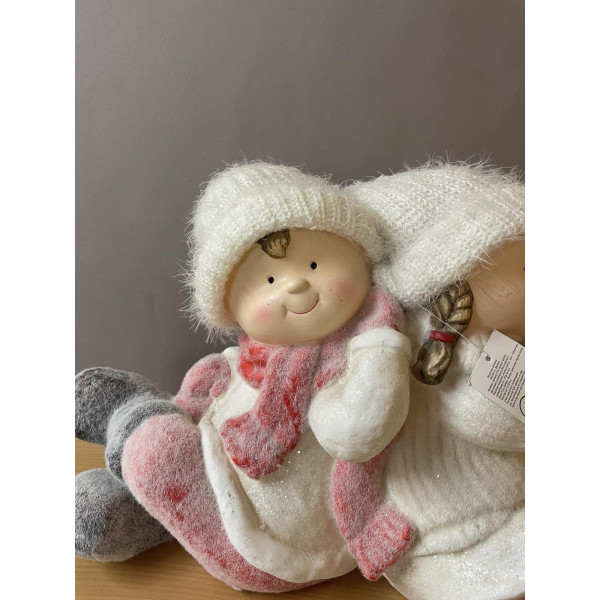 УЦІНКА!!! Декоративна фігурка - Хлопчик та дівчинка, 47,5x21x30 см, білий з рожевим, магнезія (920043)