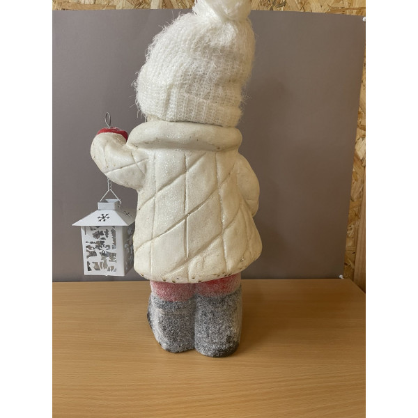 УЦІНКА!!! Декоративна фігурка - Хлопчик з ліхтариком, 24x21,5x40,5 см, білий з рожевим, магнезія (920098)