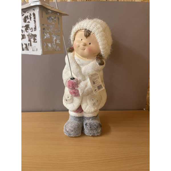 УЦІНКА!!! Декоративна фігурка - Дівчинка з ліхтариком, 17x18,5x40 см, білий з рожевим, магнезія (920104)