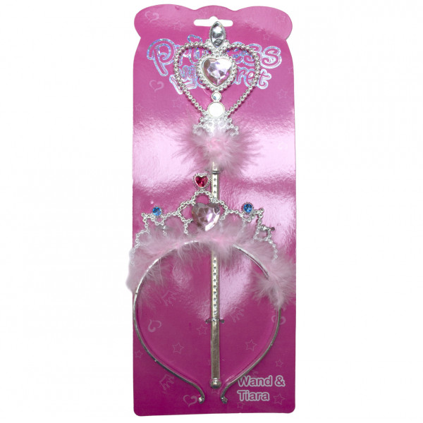 Тіара та чарівна паличка, 14,5х32см, червоне серце-сині вкраплення (DRW-149-3)