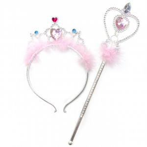 Тіара та чарівна паличка, 14,5х32см, червоне серце-сині вкраплення (DRW-149-3)