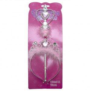 Тіара та чарівна паличка, 14,5х32см, червоне серце-зелені вкраплення (DRW-149-4)