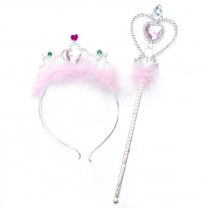 Тіара та чарівна паличка, 14,5х32см, червоне серце-зелені вкраплення (DRW-149-4)