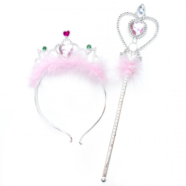 Тіара та чарівна паличка, 14,5х32см, червоне серце-зелені вкраплення (DRW-149-4)