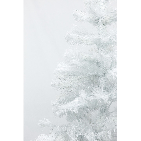 Ялинка штучна - Патрисія, 180 см, з 2 частин, металева ніжка, сосна, білий з сріблястим, ПВХ (МПВ-180)
