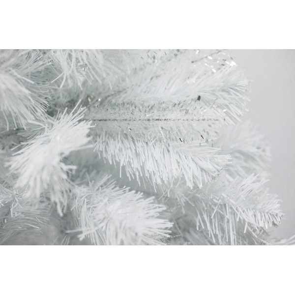 Ялинка штучна - Патрисія, 180 см, з 2 частин, металева ніжка, сосна, білий з сріблястим, ПВХ (МПВ-180)