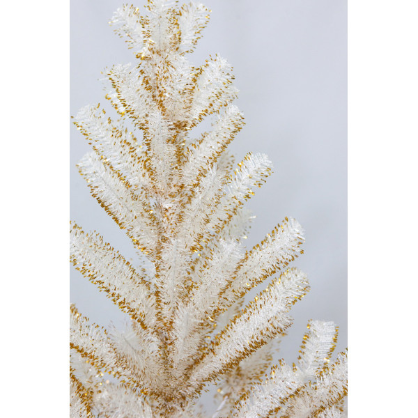 Ялинка штучна - Валерія, 150 см, з 2 частин, пластикова ніжка, білий з золотистим, ПВХ (МВК-150)