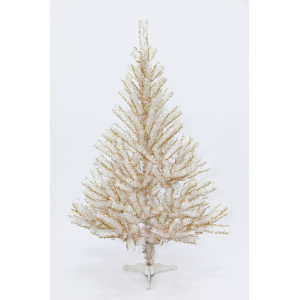 Ялинка штучна - Валерія, 150 см, з 2 частин, пластикова ніжка, білий з золотистим, ПВХ (МВК-150)