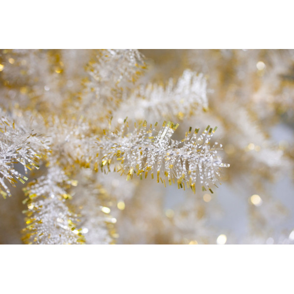 Ялинка штучна - Валерія, 180 см, з 2 частин, металева ніжка, білий з золотистим, ПВХ (МВК-180)