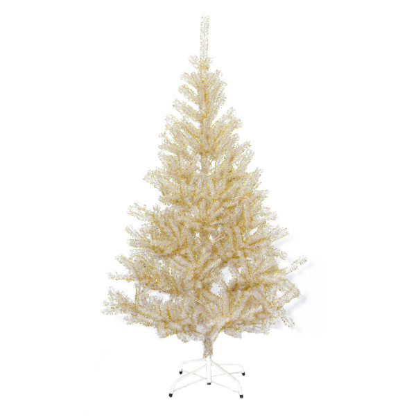 Ялинка штучна - Валерія, 180 см, з 2 частин, металева ніжка, білий з золотистим, ПВХ (МВК-180)