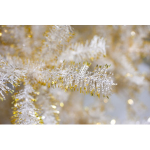 Ялинка штучна - Валерія, 210 см, з 2 частин, металева ніжка, білий з золотистим, ПВХ (МВК-210)