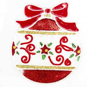 Новорічна наклейка на вікно, 15x15 см, червоний, ПВХ (160302-3) для декору та інтер'єру (160302-3)