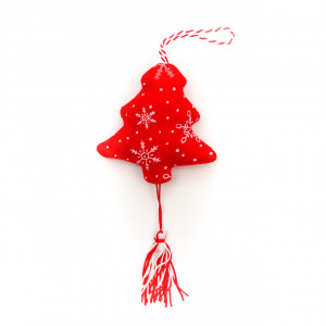 Ялинкова іграшка м'яка - Ялинка, 10 см, червоний, текстиль (180561-1)