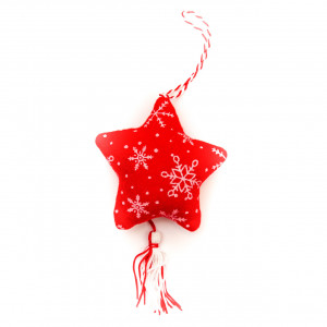 Ялинкова іграшка м'яка - Зірка, 10 см, червоний, текстиль (180561-3)