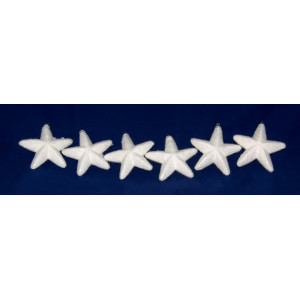 Набір ялинкових прикрас - зірочки з кольоровими блискітками, 6 шт, 9 см, білий, пінопласт (200206)