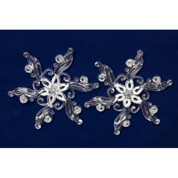 Набір ялинкових іграшок - акрилові сніжинки, 2 шт, 12 см, сріблястий, акрил (200619)