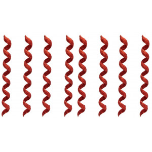Набір ялинкових іграшок - Спіраль, 8 шт, 20 см, червоний, гліттер, пластик (250355)