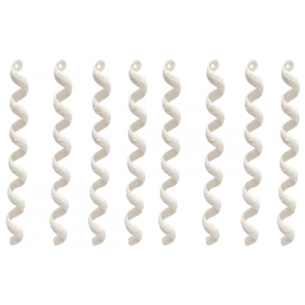 Набір ялинкових іграшок - Спіраль, 8 шт, 20 см, білий, гліттер, пластик (250362)