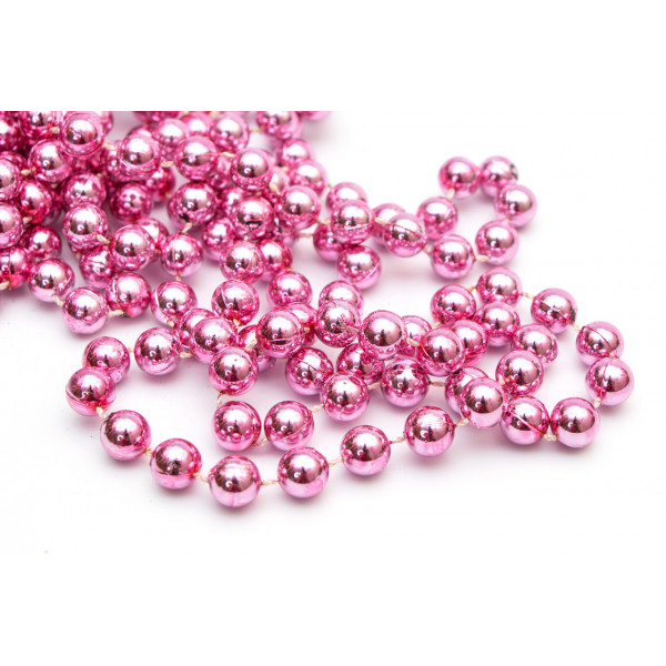 Намисто на ялинку, 10мм/8м, рожевий, пластик (250430)