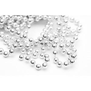 Намисто на ялинку, пластик 6 мм/6 м, сріблястий, пластик (250508)