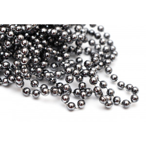 Намисто на ялинку, пластик 6 мм/6 м, сірий, пластик (250522)