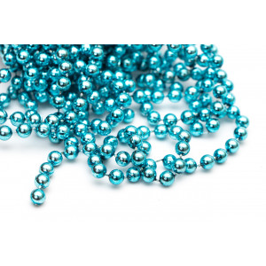 Намисто на ялинку, пластик 6 мм/6 м, бірюзовий, пластик (250546)